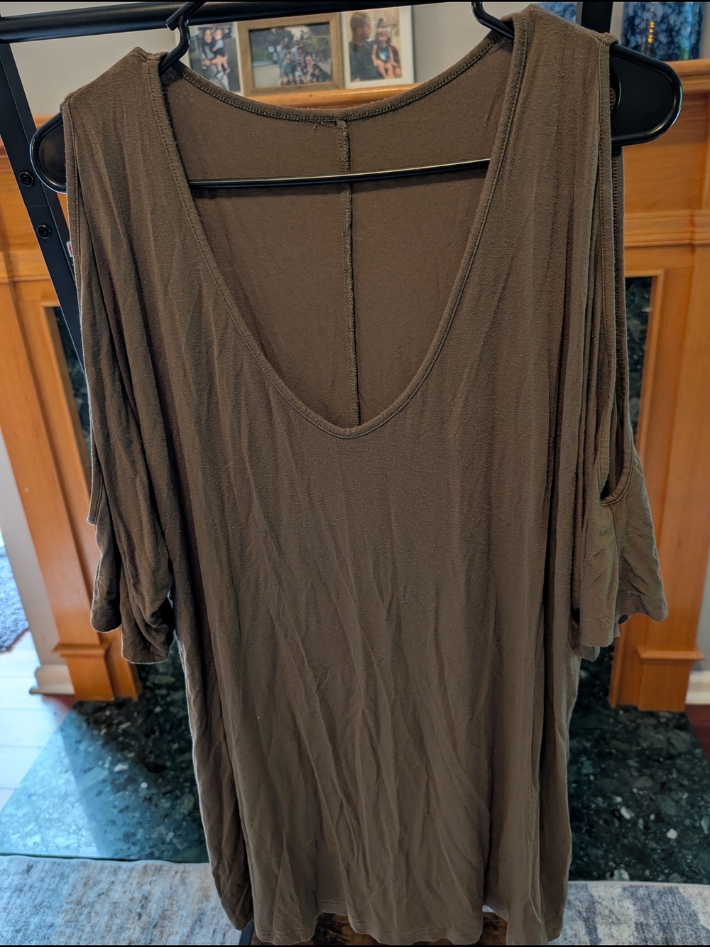 Oversized Cold-Shoulder Tunic Top in Dark Olive